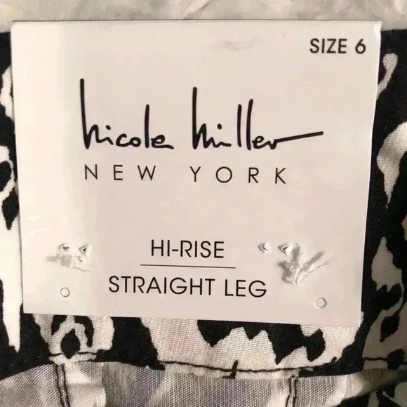 Nicole Miller New York Sz 6 Cropped Pants Black and White Geometric Print NWT - Picture 5 of 9